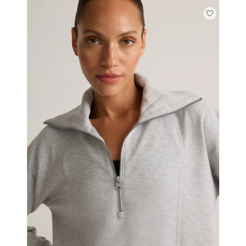 Quince SuperSoft Fleece Half Zip Heather Grey Size S Small - Picture 2 of 7
